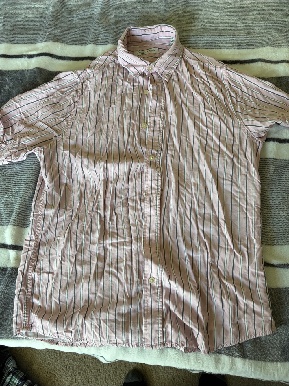 Casual Pink Striped Button-Down Shirt